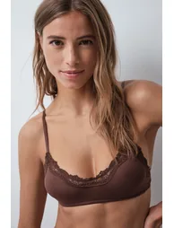Brown padded triangle bra NATURAL