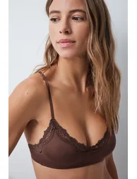 Brown padded triangle bra NATURAL - 1