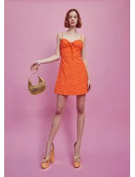 Lexie Ruched Bust Mini Dress - Orange/Red Heart - 2