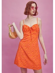 Lexie Ruched Bust Mini Dress - Orange/Red Heart - 3