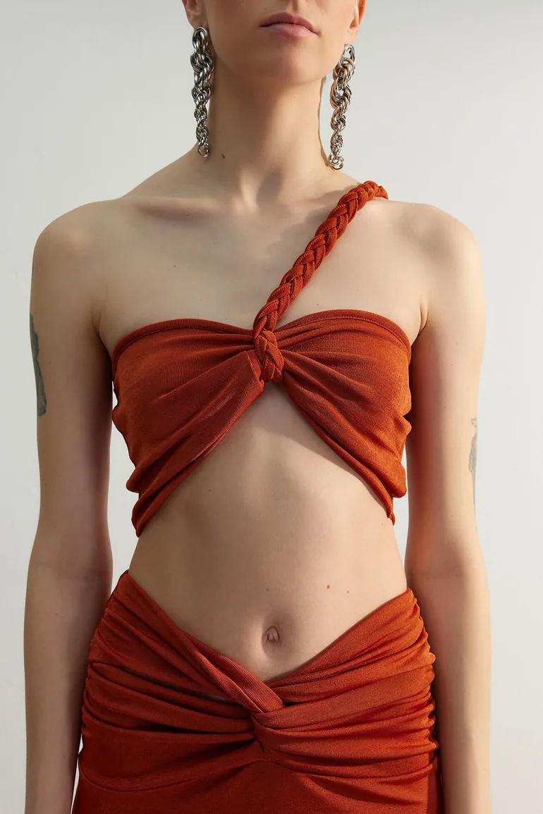 Crop Top - Brown - Plain - 3