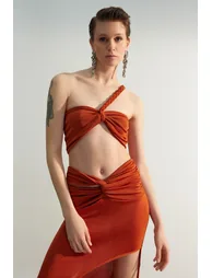 Crop Top - Brown - Plain