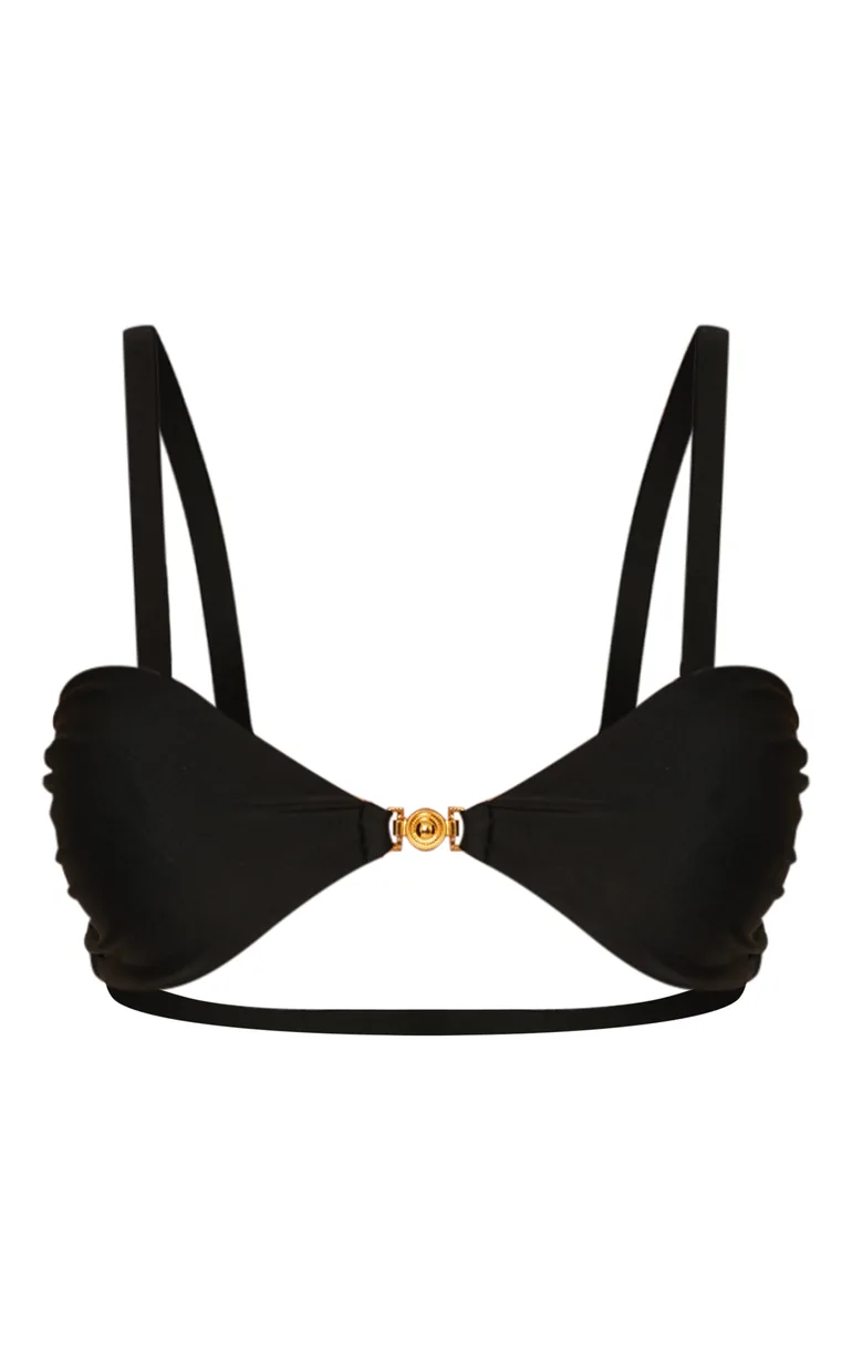 Black Gold Trim Micro Bikini Top - 4