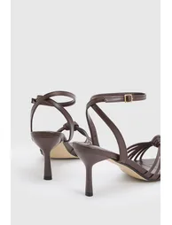 Wide Fit Knot Detail Strappy Heels - chocolate - 3