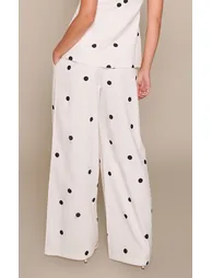 White Polka Dot Cotton Tailored Trouser - 2