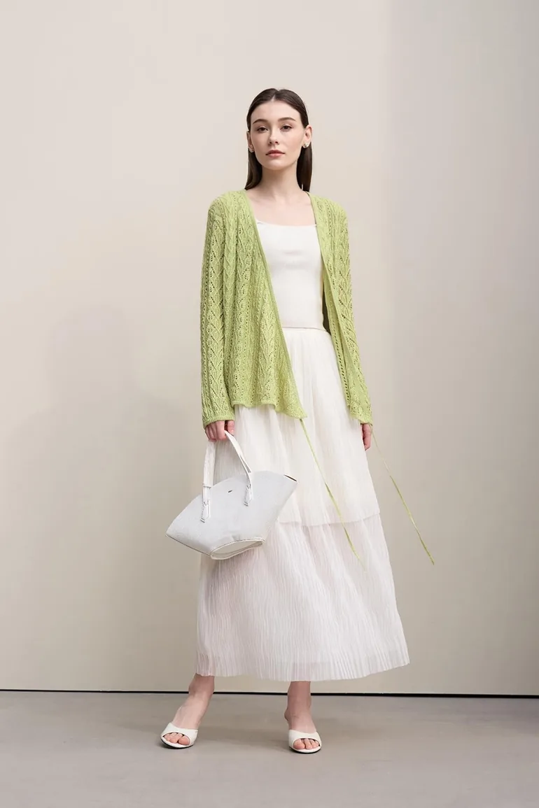 V-Neck Tie-Knot Knitted Sweater - 5