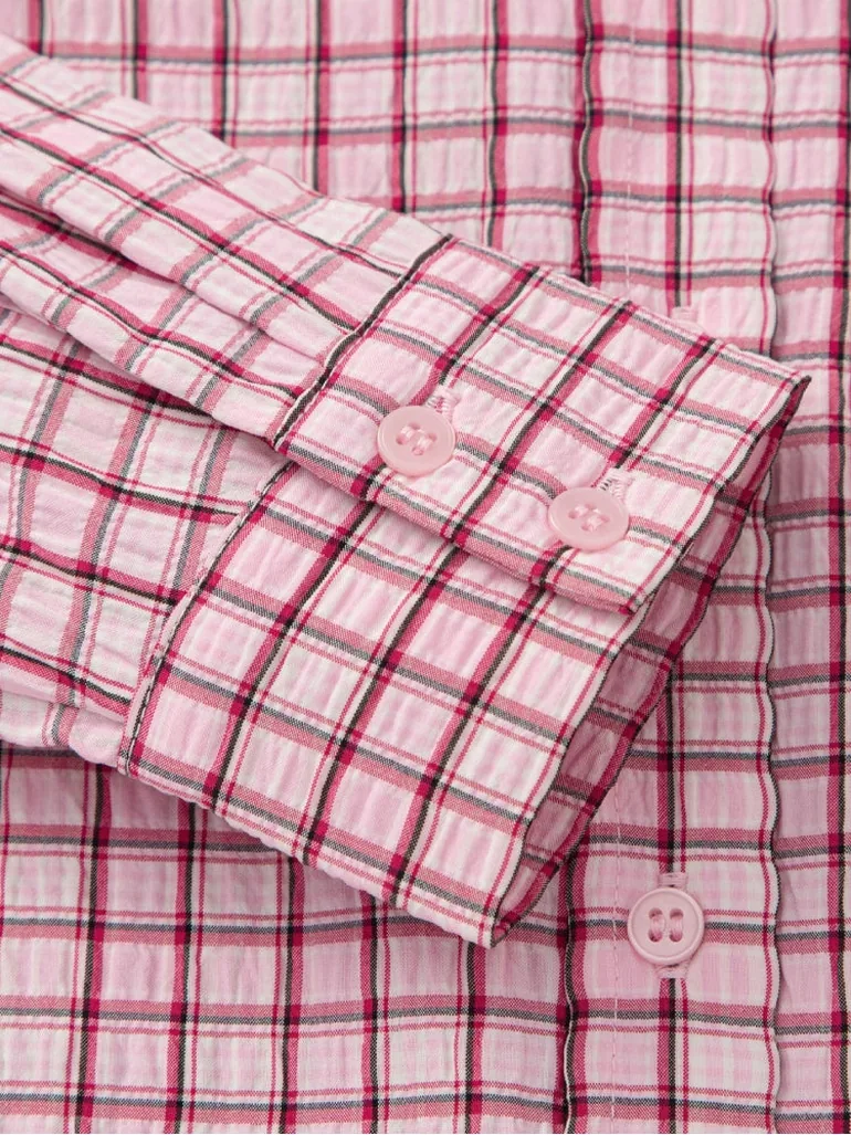 Girls' Checked Shirt And Short Sleeve T-Shirt Set - 5