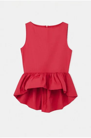 Pomegranate Flower Woven Peplum Blouse