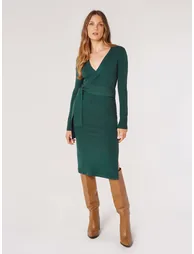 Knitted Wrap Midi Dress