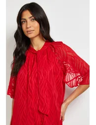 Burn Out Cape Sleeve Shift Dress - 3