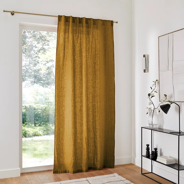 Onega Washed Linen Single Curtain with Concealed Tabs - 7