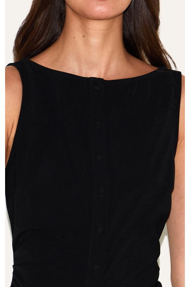 Black Woven Button Dropped Waist Maxi Dress product thumbnail 4