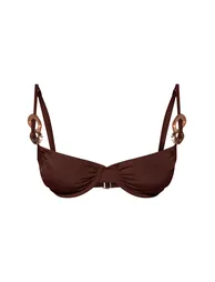 Chocolate Ring Trim Underwire Bikini Top - 4