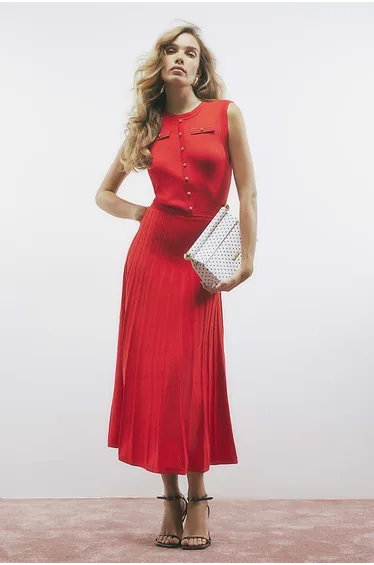 Red Pointelle Maxi Dress