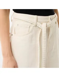 Long denim skirt WHITE - 4