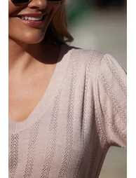 Blush Pink Sparkle Metallic Pointelle Jumper - 4