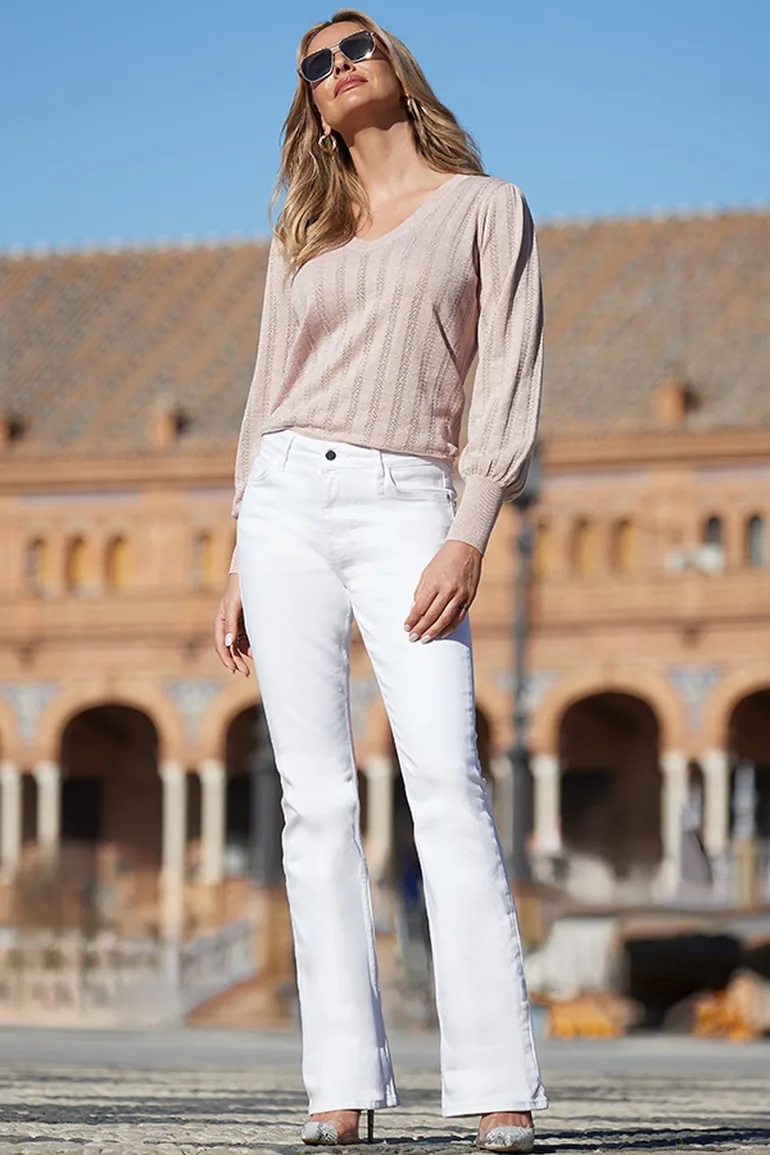 Blush Pink Sparkle Metallic Pointelle Jumper - 2