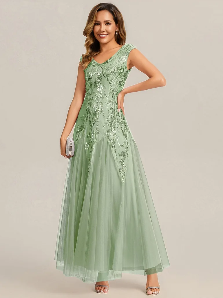 ever FREYA|Glitter Embroidered Cap Sleeve High Stretch Mother of the Bride Dress - 3