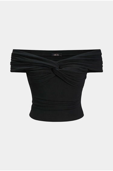 Solid Twist Knot Off-Shoulder Top
