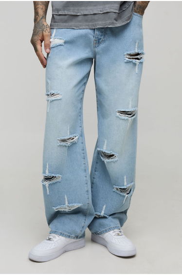 Tall Rigid Star Distressed Relaxed Fit Jeans - ice blue