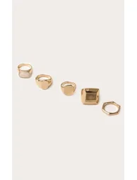 Gold Smooth Chunky Signet Ring Multi Pack - 2