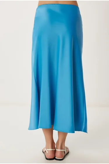 Women's Blue Satin Skirt