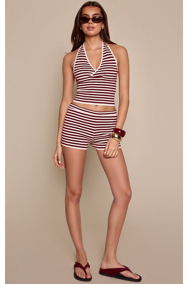 Pink Stripe Knitted Halter Top