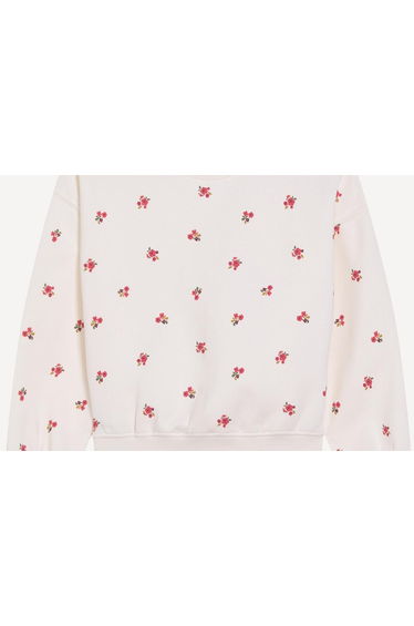 Floral Print Crew Neck Fleece Sweatshirt
