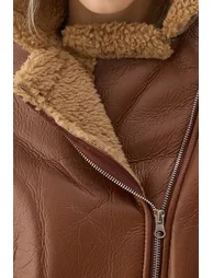 Faux Leather Vest with Fur Lining - 3