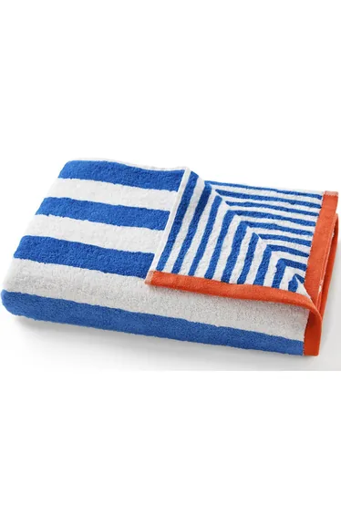 Dani Reversible Stripe 100% Cotton Terry Hand Towel