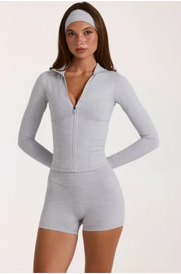 Soft Active Zip-Up Jacket in Grey Marl