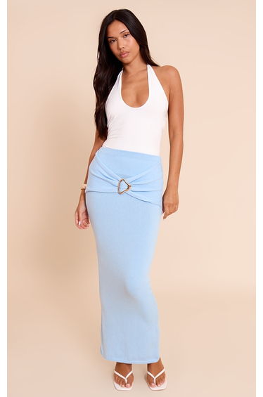 Blue Trim Detail Maxi Skirt