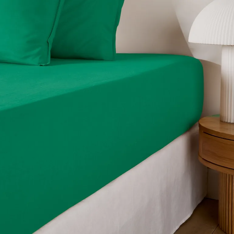 شرشف سرير قطن مغسول سادة بحواف مطاطية بإرتفاع 30سم - 4