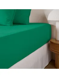 شرشف سرير قطن مغسول سادة بحواف مطاطية بإرتفاع 30سم - 4