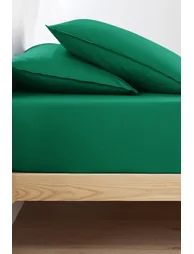 شرشف سرير قطن مغسول سادة بحواف مطاطية بإرتفاع 30سم