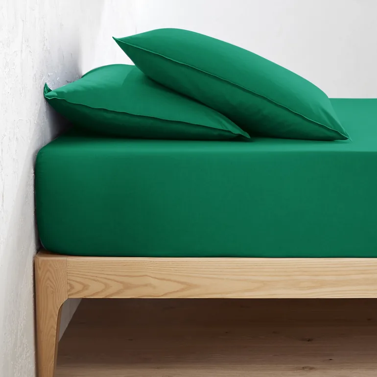 شرشف سرير قطن مغسول سادة بحواف مطاطية بإرتفاع 30سم - 2