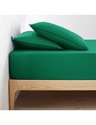 شرشف سرير قطن مغسول سادة بحواف مطاطية بإرتفاع 30سم - 2