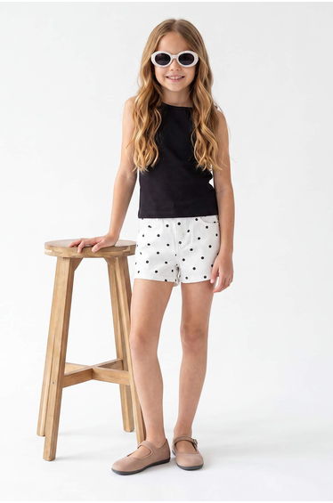 White Girls' Polka Dot Denim Shorts & Bermuda