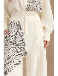 Abstract Print Patchwork Asymmetrical Pants - 3