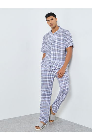 Men Relaxed Fit Checked Shirt and Pyjama Set