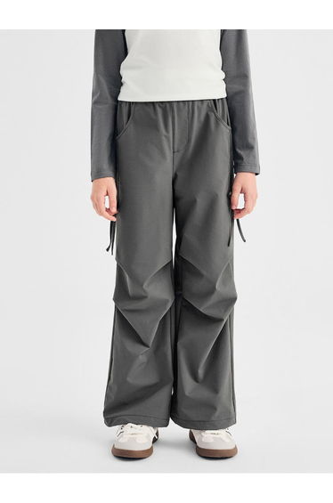 Girls' Wide-Leg Cargo Pants With Side Ties