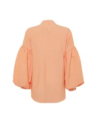 Orange Balloon Sleeve Seersucker Woven Tunic - 6