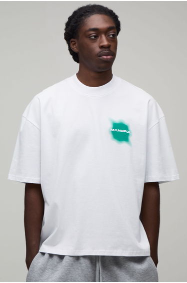 Oversized Boxy Spray Graphic T-Shirt - white