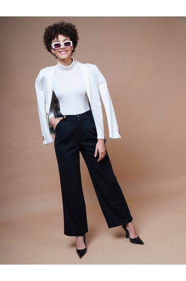 Pleated Detail Straight Leg Pants