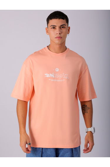 Peach Graphic Print Boxy T-Shirt