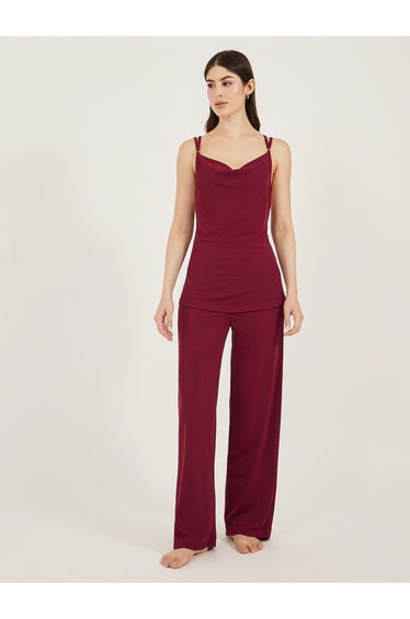 Butterfly Back Detail Cowl Neck Cami and Pyjama Set