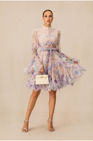 Lana Floral Print Flared Mini Dress