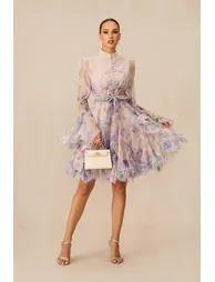 Lana Floral Print Flared Mini Dress