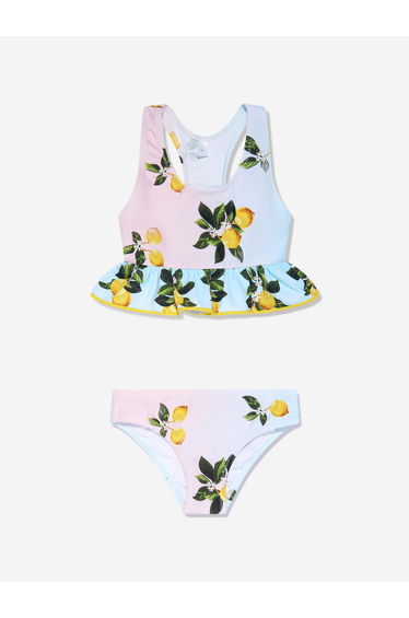 Girls Ira Lemon Print Bikini in Multicolour