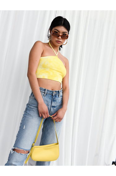 Glamorous Yellow Tie Dye Halter Neck Crop Top